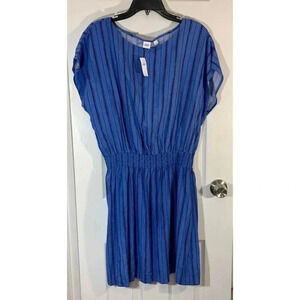 New With Tags GAP Blue Casual Striped Dress Size Large